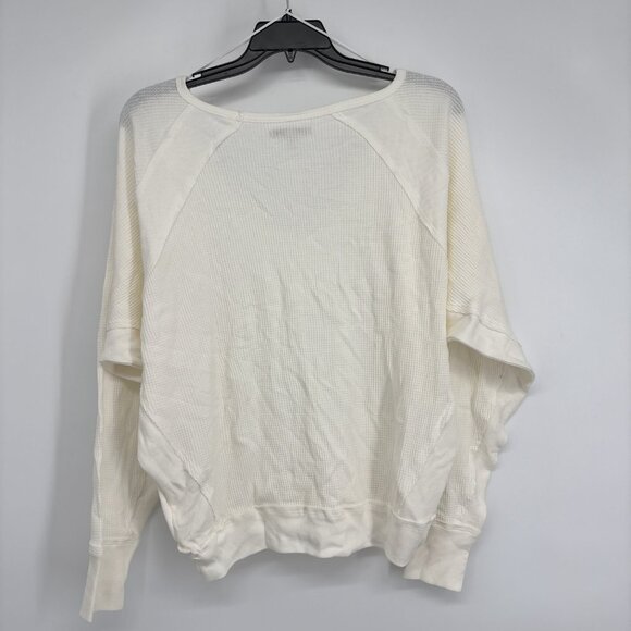 Free People Women's Santa Clara V-Neck Pullover Thermal Top Off-White Medium NWT - Picture 4 of 7